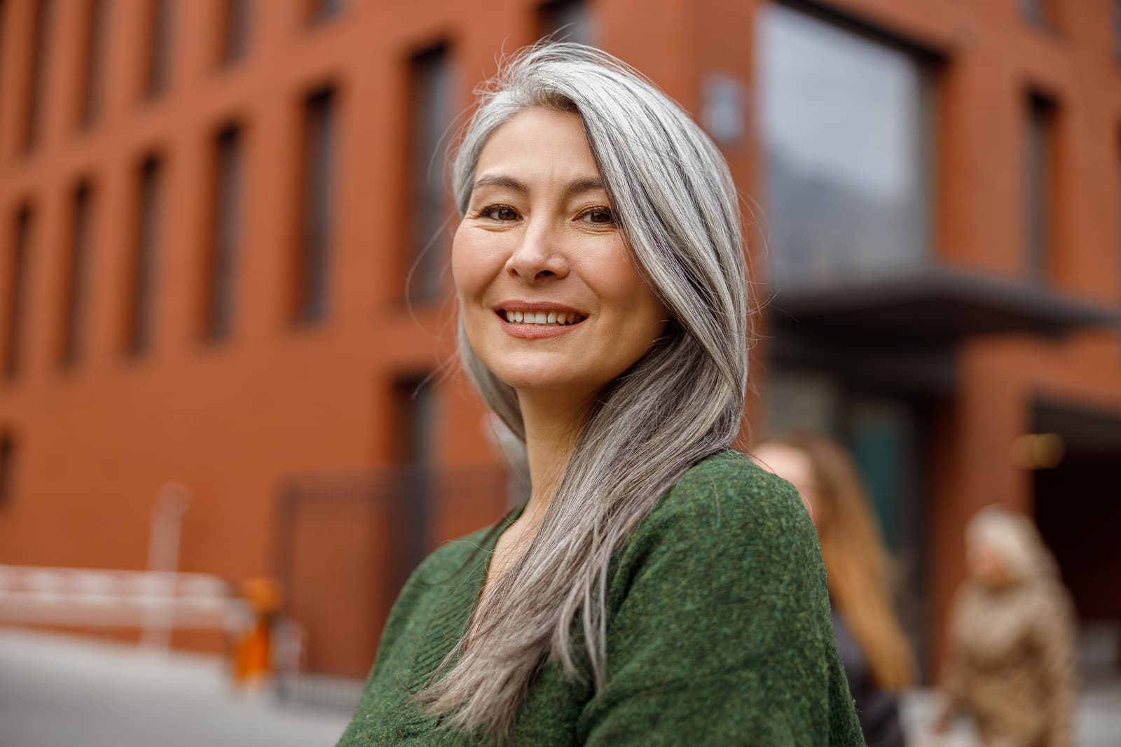 Potrait of matured asian woman in city